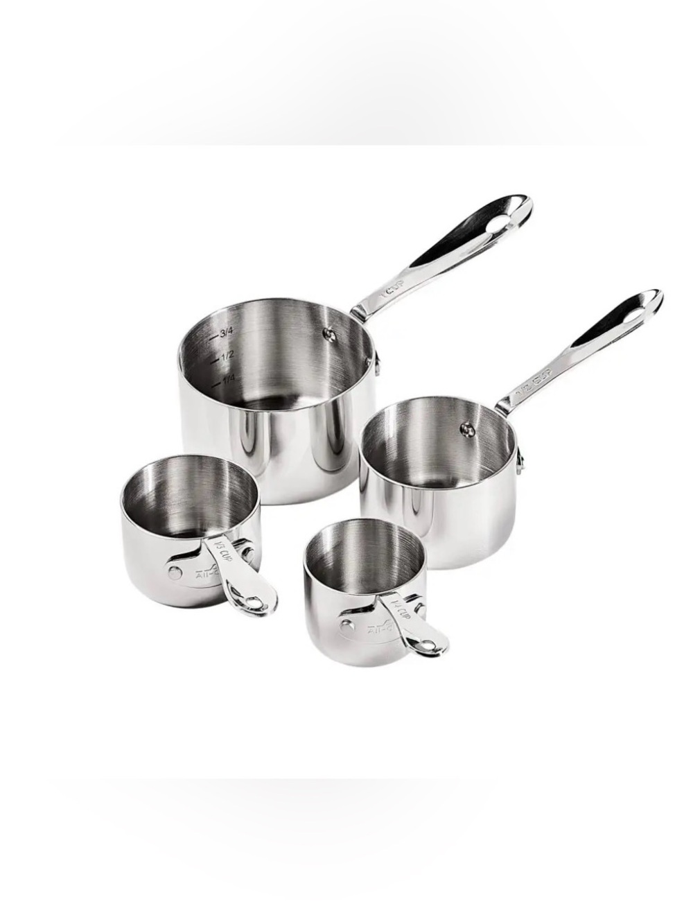 ALL-CLAD Stainless Steel 4 Piece Set Standard Measuring Cups New In Box